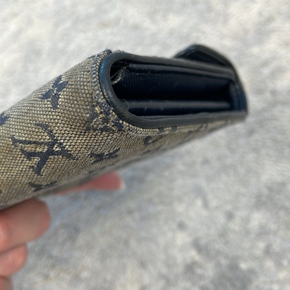 Louis Vuitton Mini Lin Monogram Denim Compact Wallet Navy Blue Gray Porte Billet - Picture 6 of 17